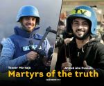 Mártires de la verdad: Yasser Mortaja (31) y Ahmed Abu Hussain (24) fueron asesinados por los francotiradores israelíes mientras cubrían la Gran Marcha del Retorno en&nbsp;Gaza.